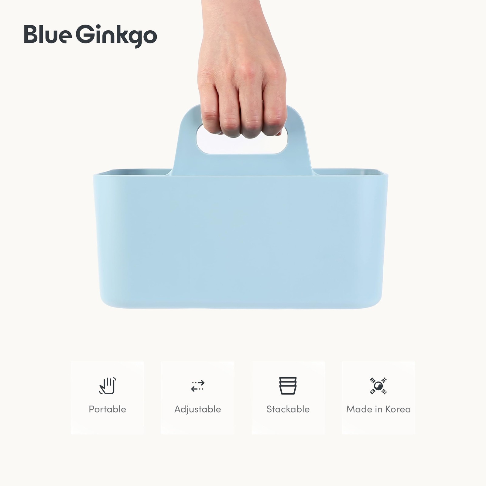Stackable Organizer Caddy Portable Tote Bathroom Office Blue Rectangle