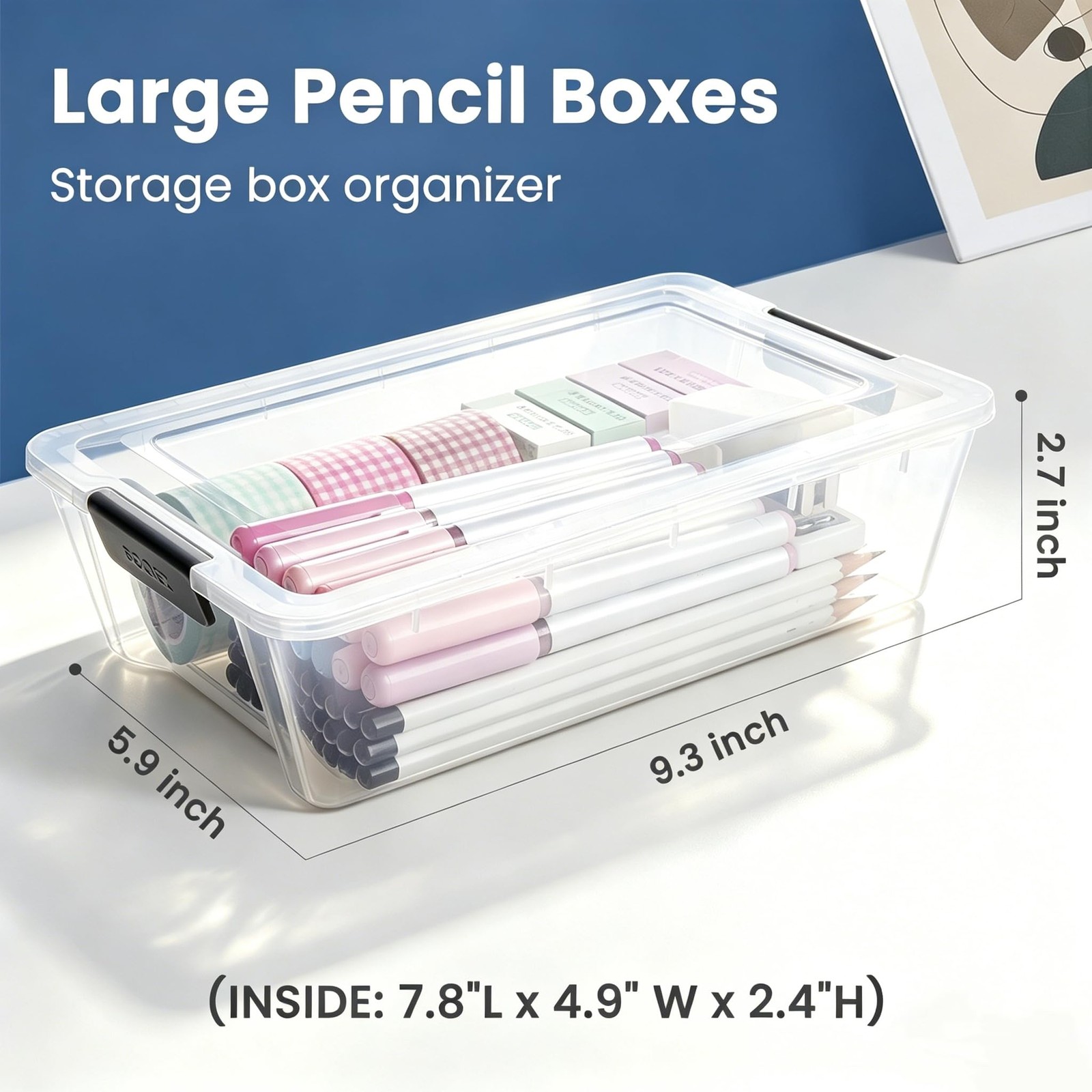 6 Pack Pencil Boxes, New Extra Large Pencil Case, Stackable Crayon Pen Box, C…