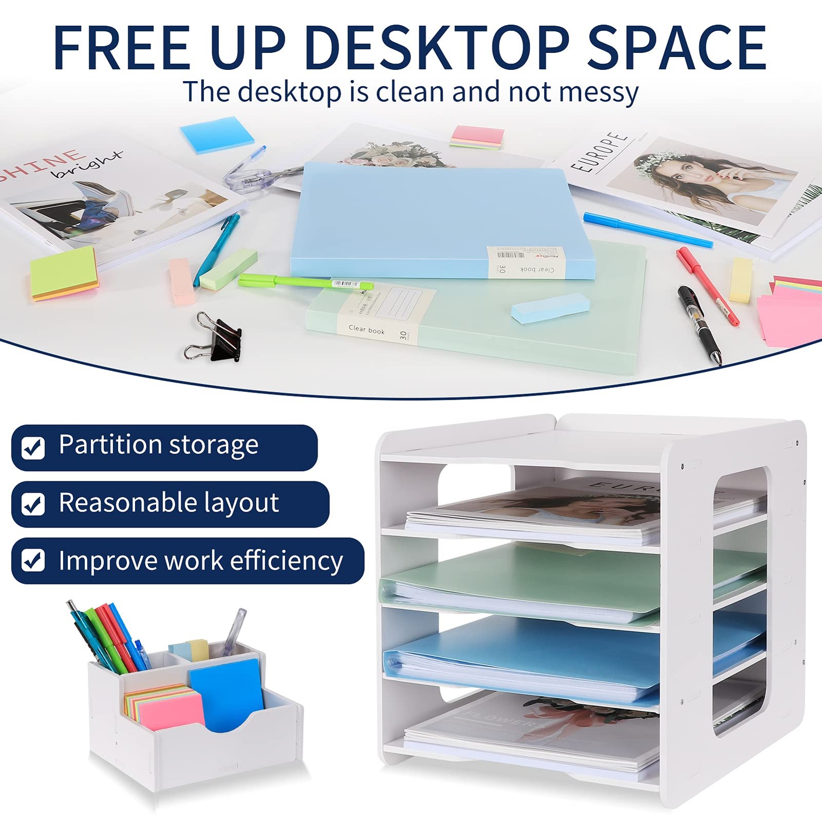 Letter Tray Paper Organizer Desk Tidy File Document Holder A4 5 Tier