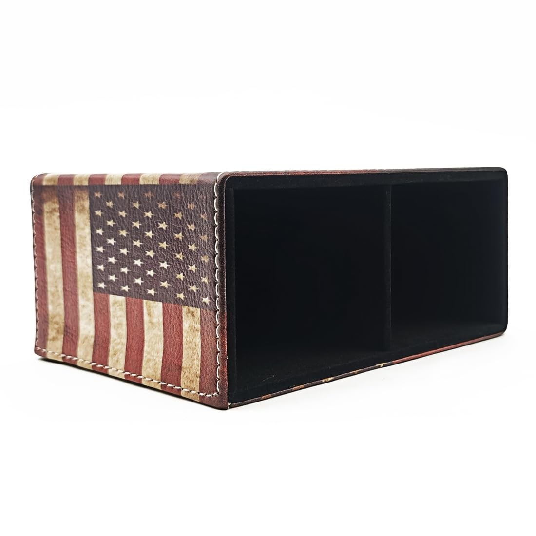 Pen Holder, Rectangle Vintage Pencil Holder with 2 Compartments, PU Leather A…