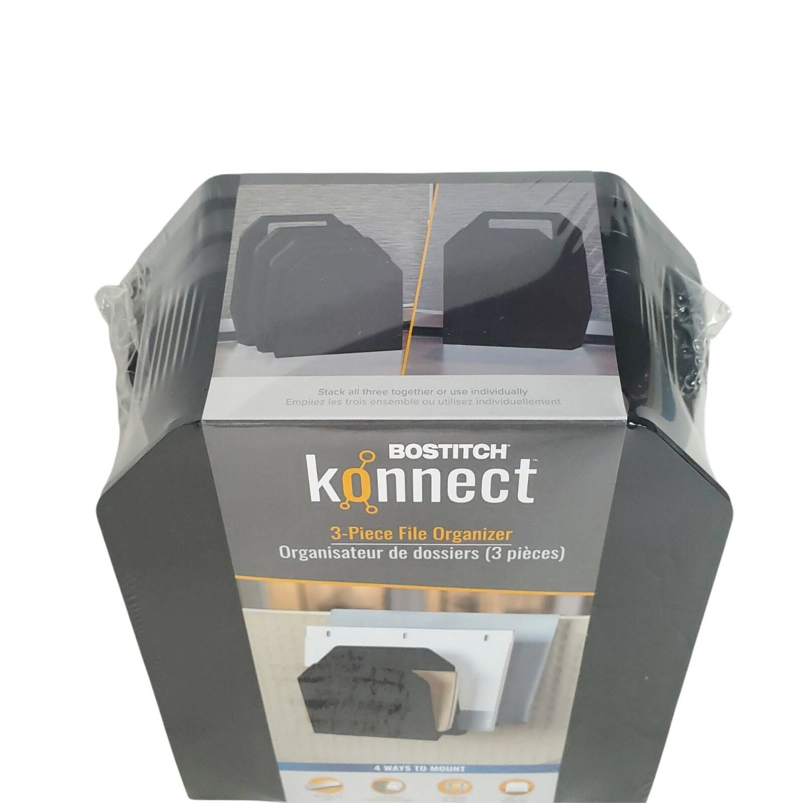 Bostitch Konnect 3 Piece File Organizer KT-3FOLDER-BLK Hanging 9.3 x 7.5 x 3.8″