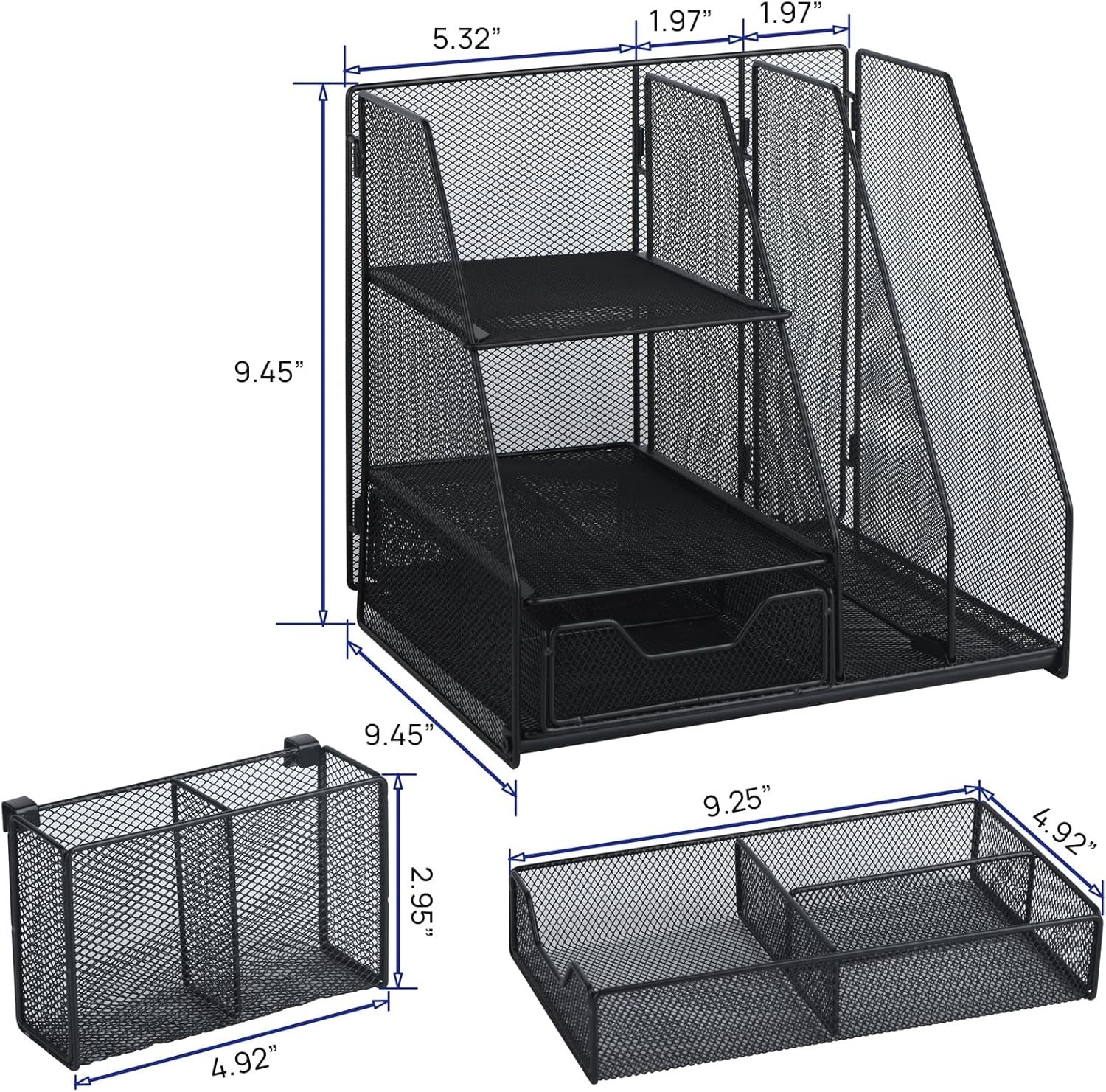 Topwey Desk Organizer, File Organizer for Desk with 2-Tier Paper Letter Tray, Dr