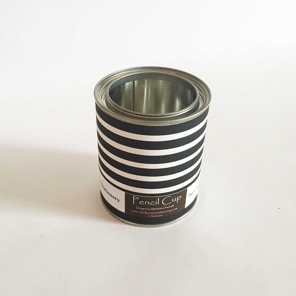 Pencil Cup Holder black and White stripe