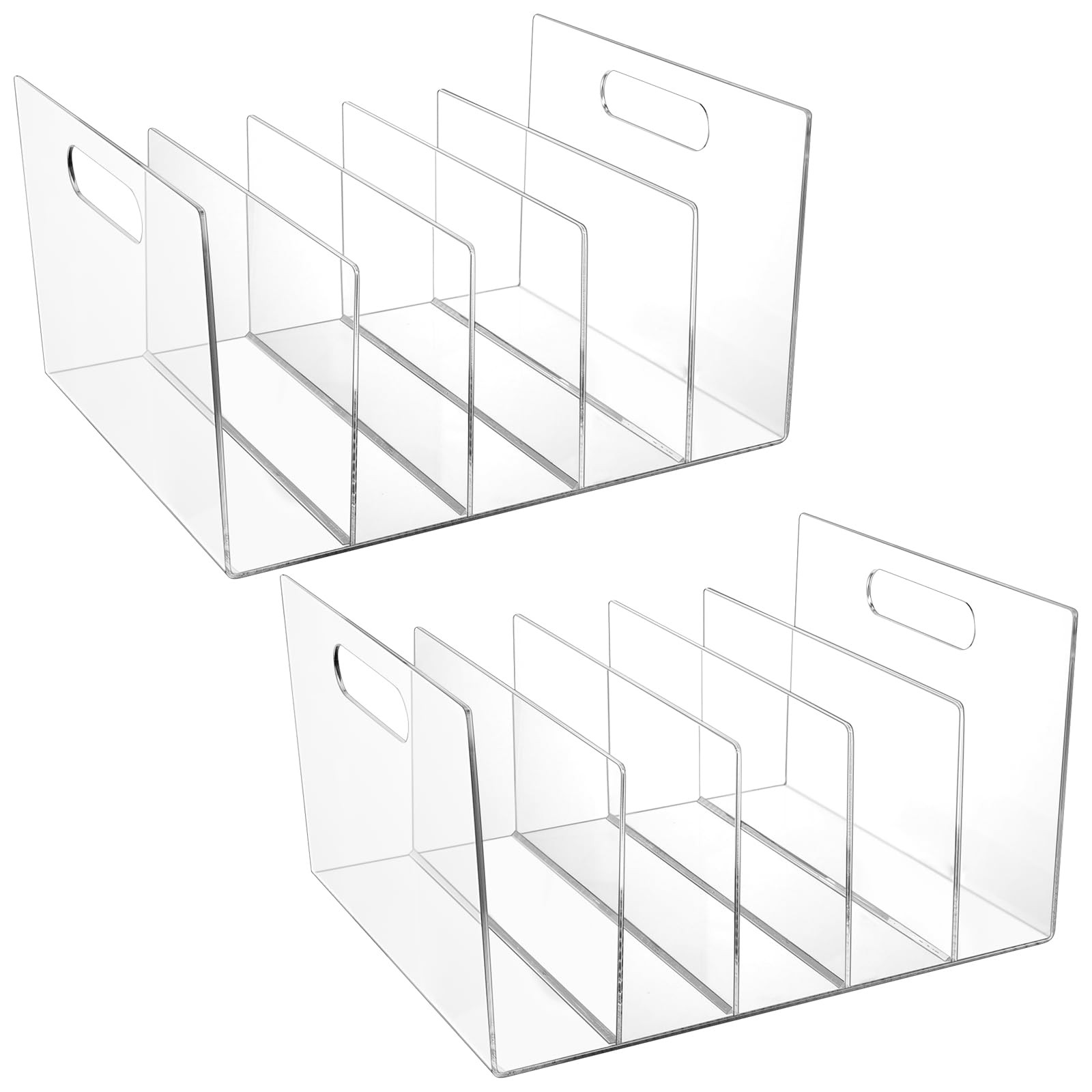 Affrolling 2 Pcs Acrylic File Organizer 5 Slots Clear Desktop Transparent