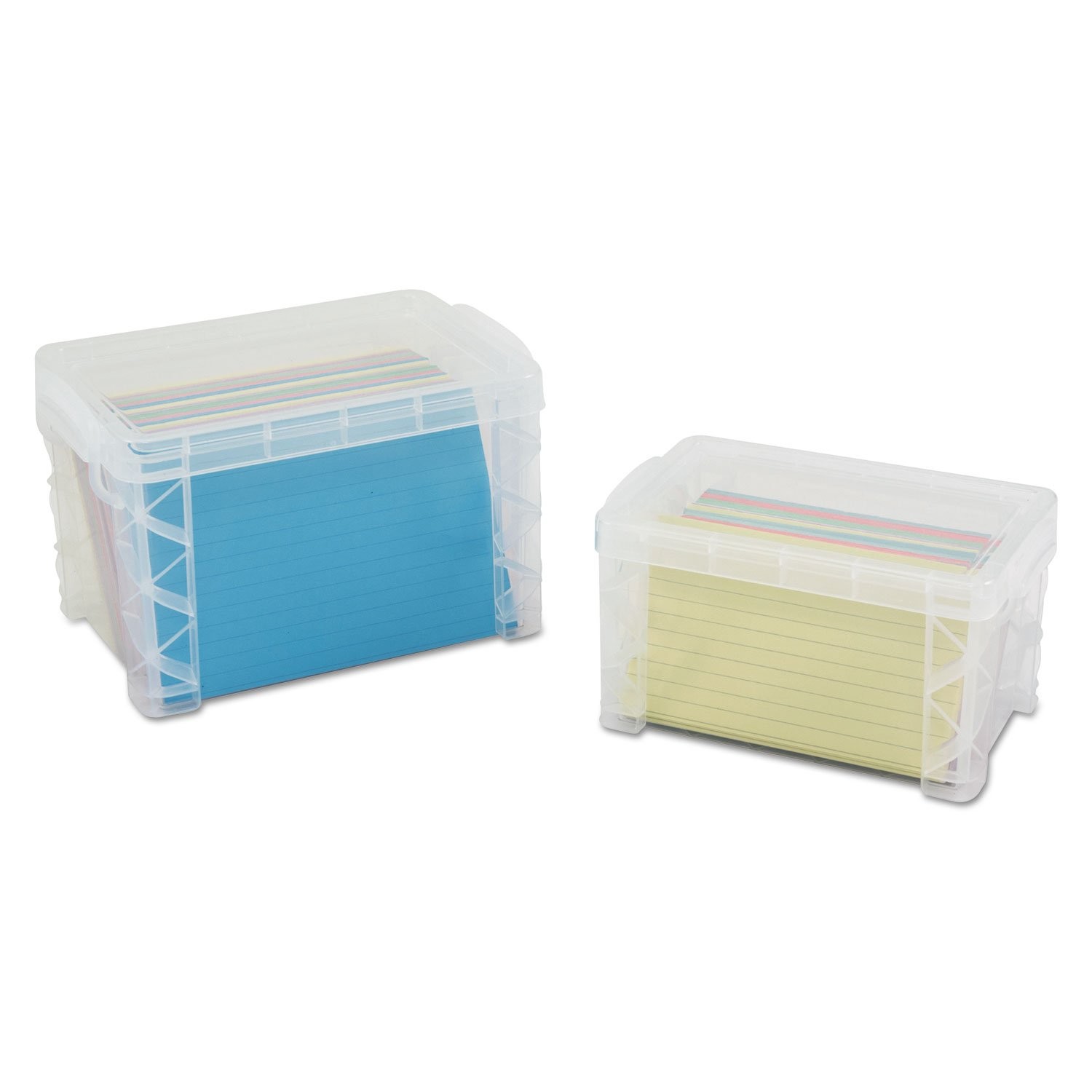 Advantus 40305 Super Stacker Storage Boxes, Hold 500 4 x 6 4″ x 6″, Clear