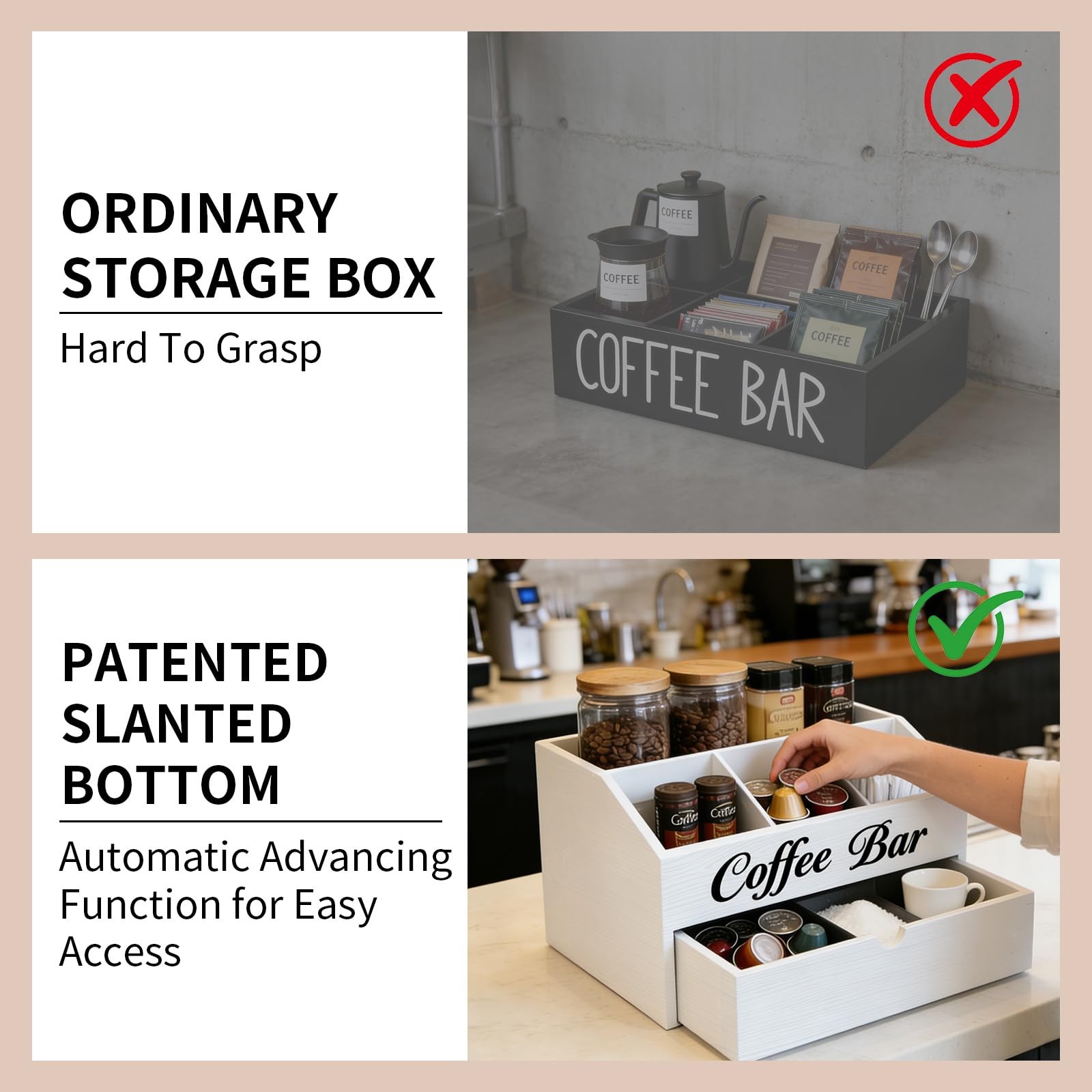 Eastsign Coffee Bar Organizer for 11.81 x 12.99 x 5.91 inches, White