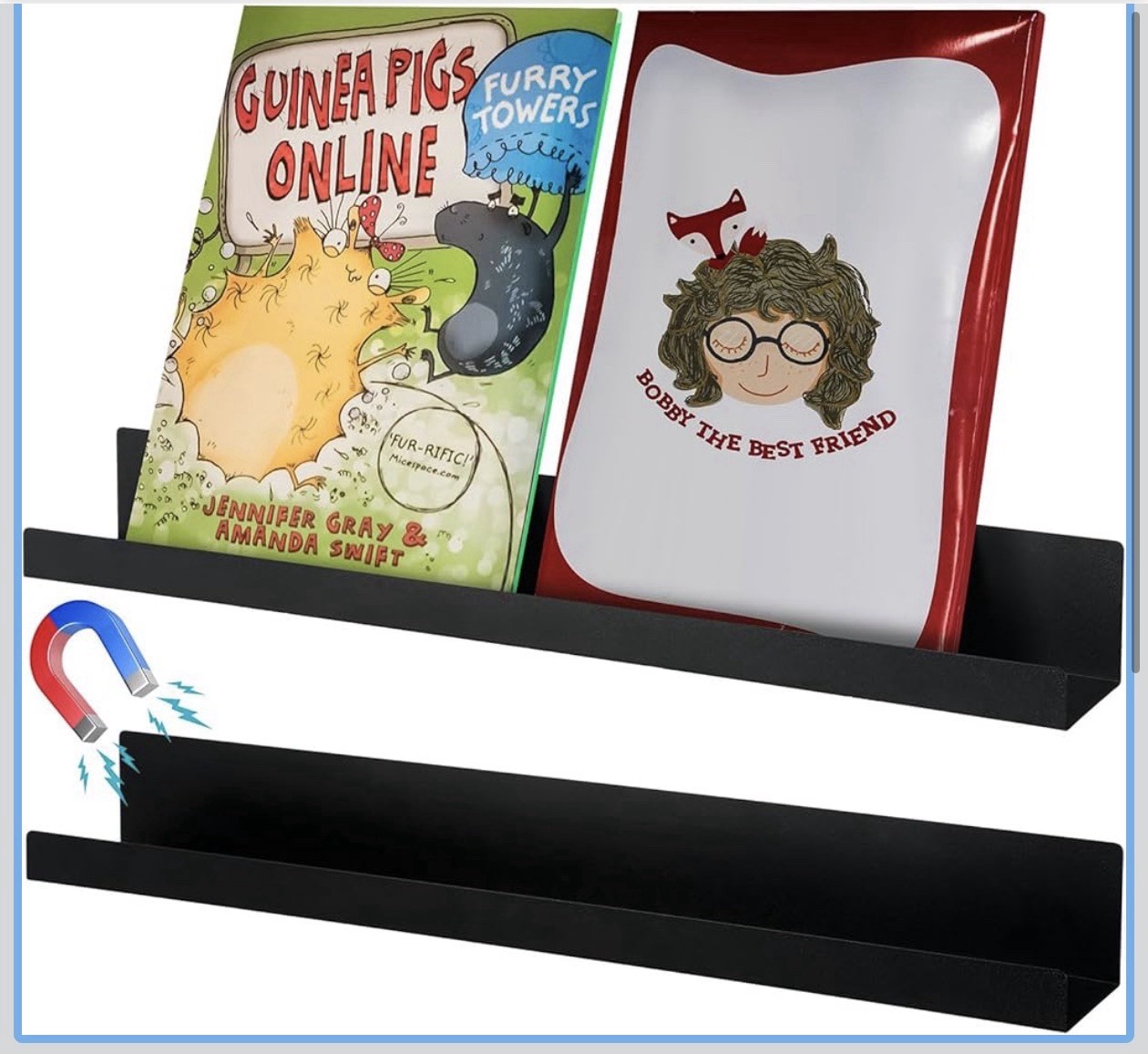 2 Pcs Magnetic Book Shelf for Whiteboard Classroom Reusable Acrylic Book Disp