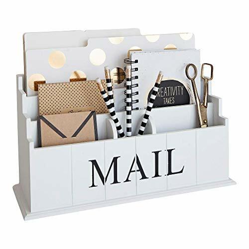 MAIL ORGANIZER Wooden Desk Rustic Country Sorter Holder 3 Tier BLU MONACO