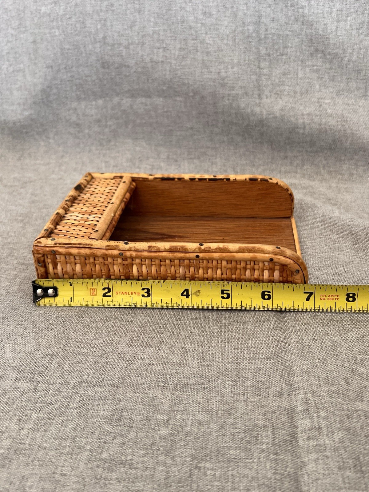 VTG Bamboo Rattan Wicker Desk Organizer Mail Holder Letter Sorter Boho Coastal