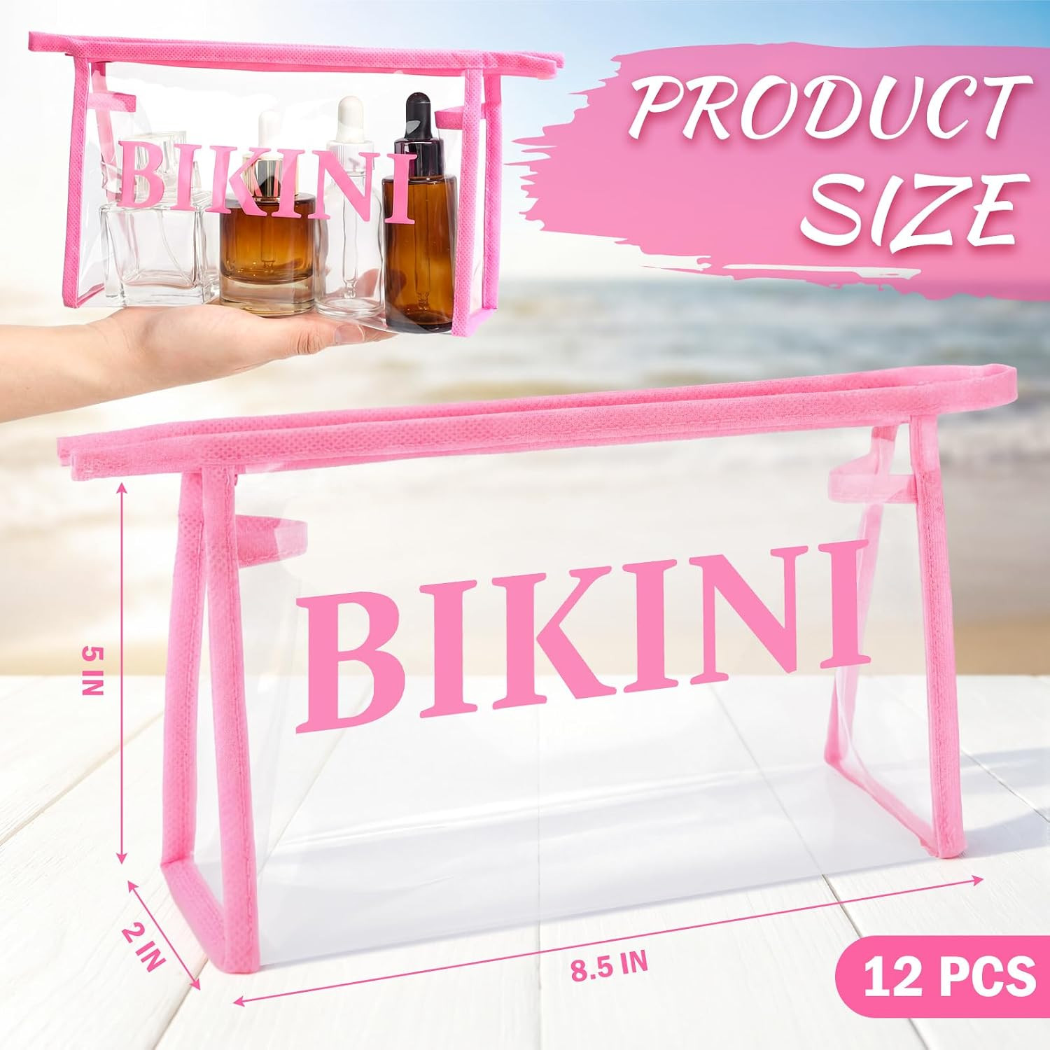 12 Pcs Bikini Organizing Bags Durable PVC Packaging Zipper Bags Swimsuit Bathing