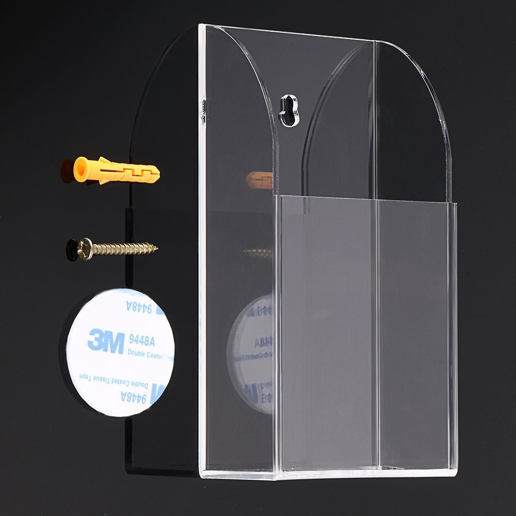 Hipiwe Wall Mount Remote Control Holder Clear Acrylic Media Small,