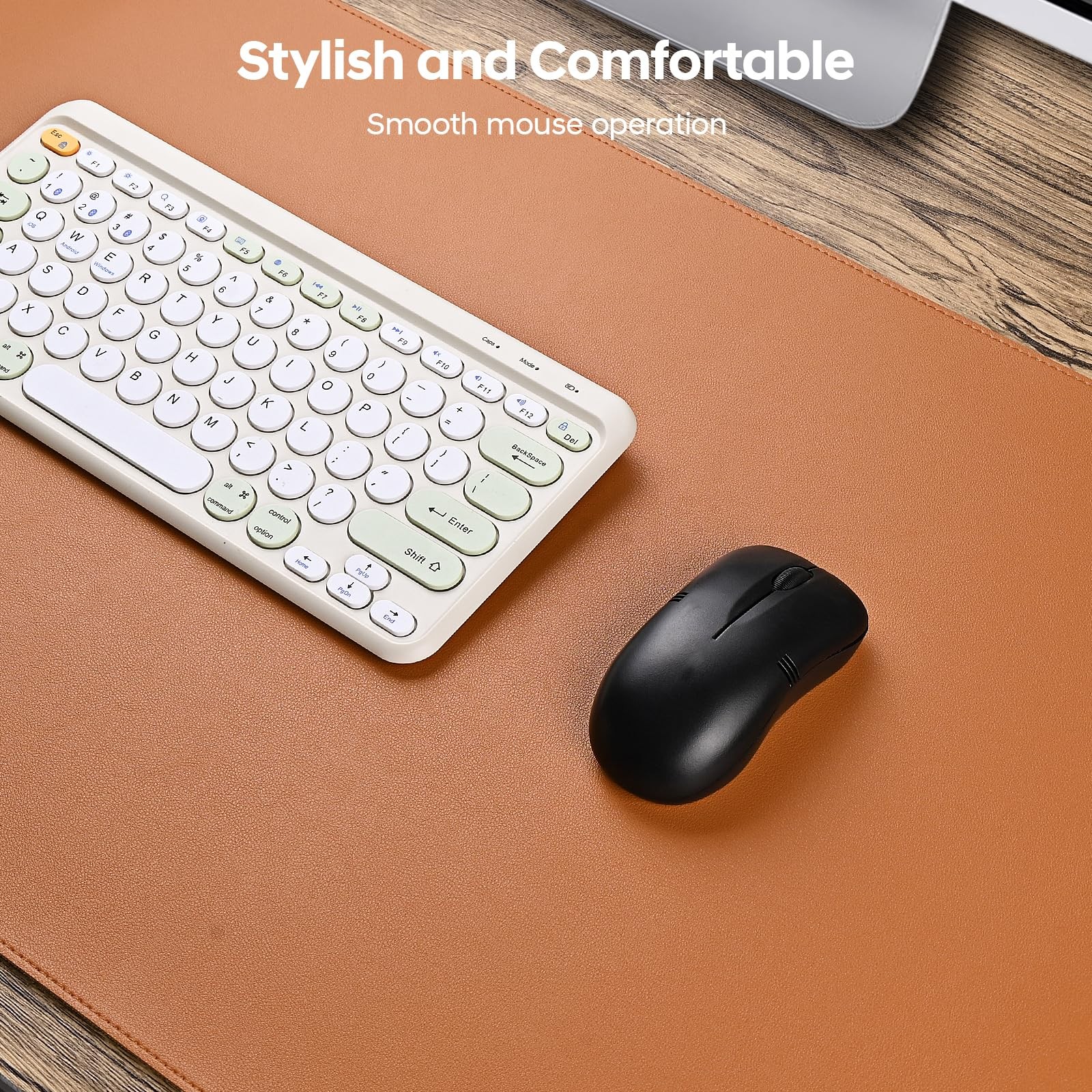 Yuwiiuuo Leather Desk Pad Protector, Office Mat, 23.6″ x 13.7″, Brown