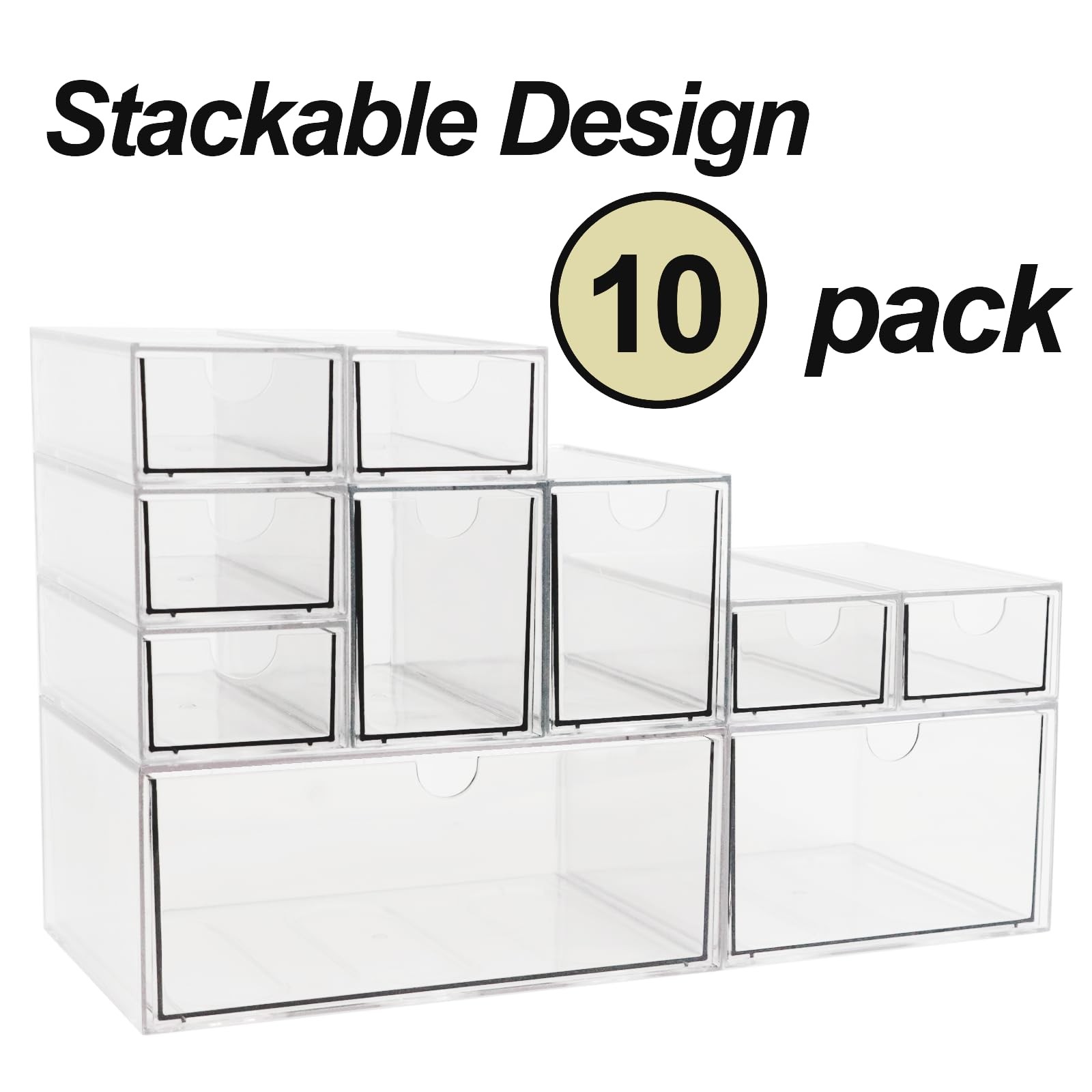 Acrylic Makeup Organizer, 10 Drawers Clear 15.5 x 8 x 7 Inches, Transparent