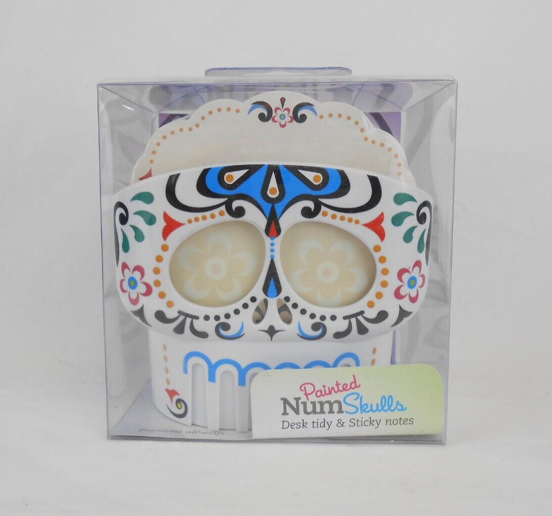Thinkinggifts Painted NumSkulls Desk Tidy & Sticky Notes New 2019 Desktop Holder