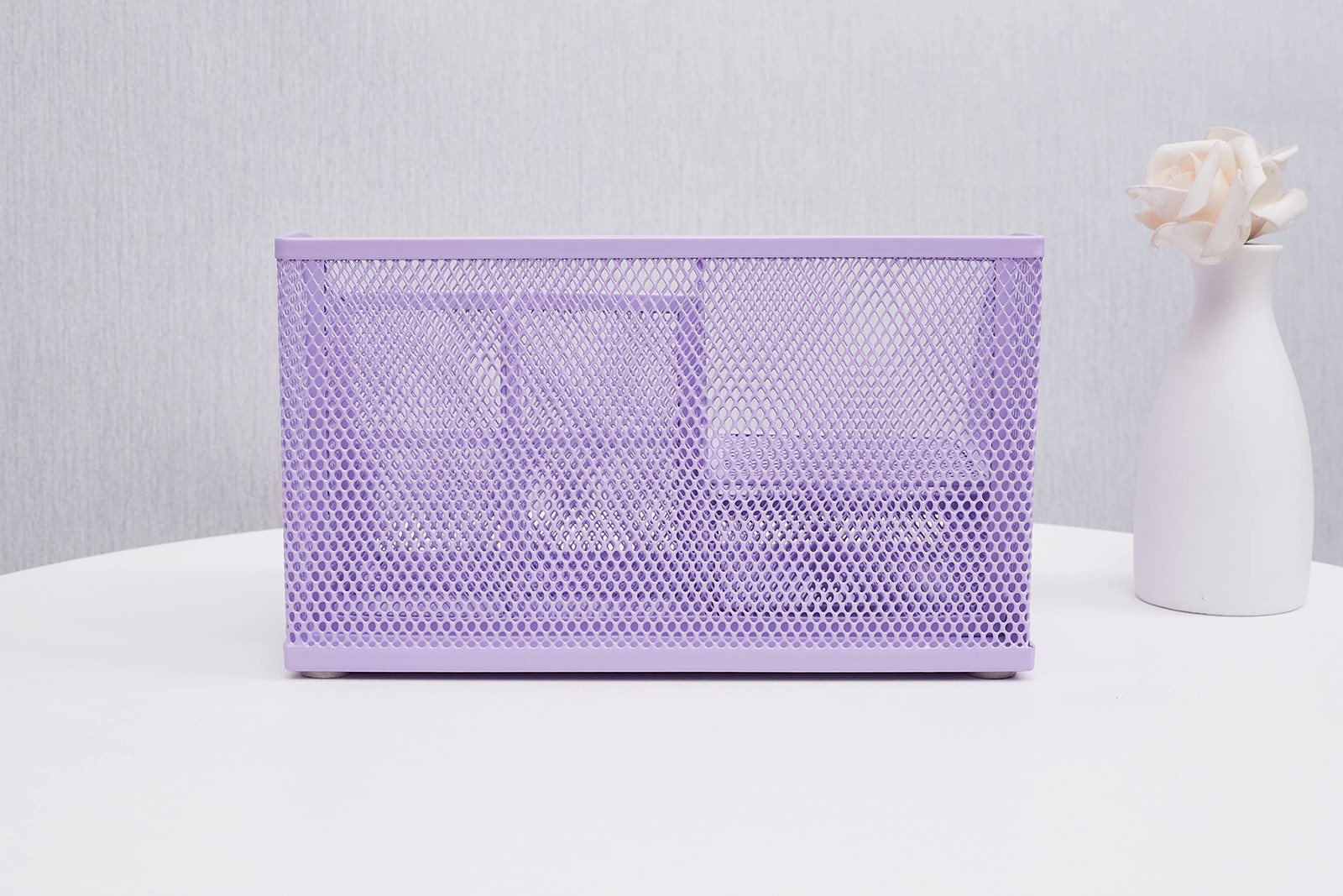Annova Mesh Desk Organizer Office with 7 Compartments + Light Purple