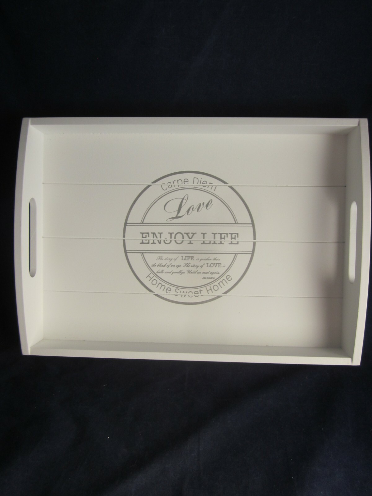 BLU MONACO Wood Trays “In”-Box Office Supplies White Set of 2 Carpe Diem AS IS