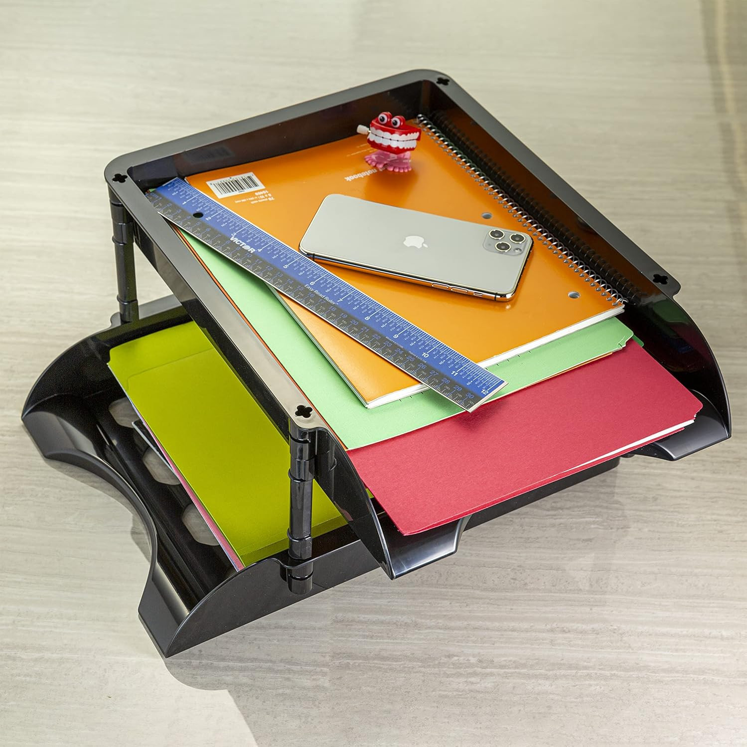 21072 Unbreakable High Capacity Tray Set, Letter-Legal, Black, 2-PK