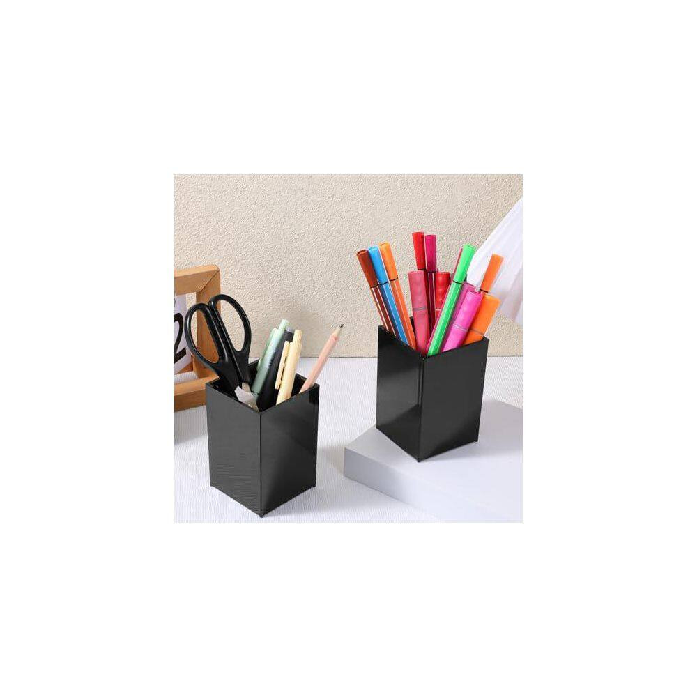 10 Pack Black Acrylic Desk Organizer Set, Pen and Pencil Holder, Makeup Brush Cu
