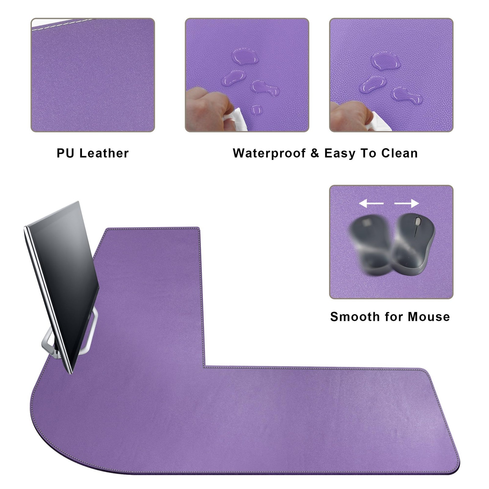 Mydours L-Shape Desk Mat 46 X 46 X 16 Extra Large Pu Leather Desk Pad Blotter