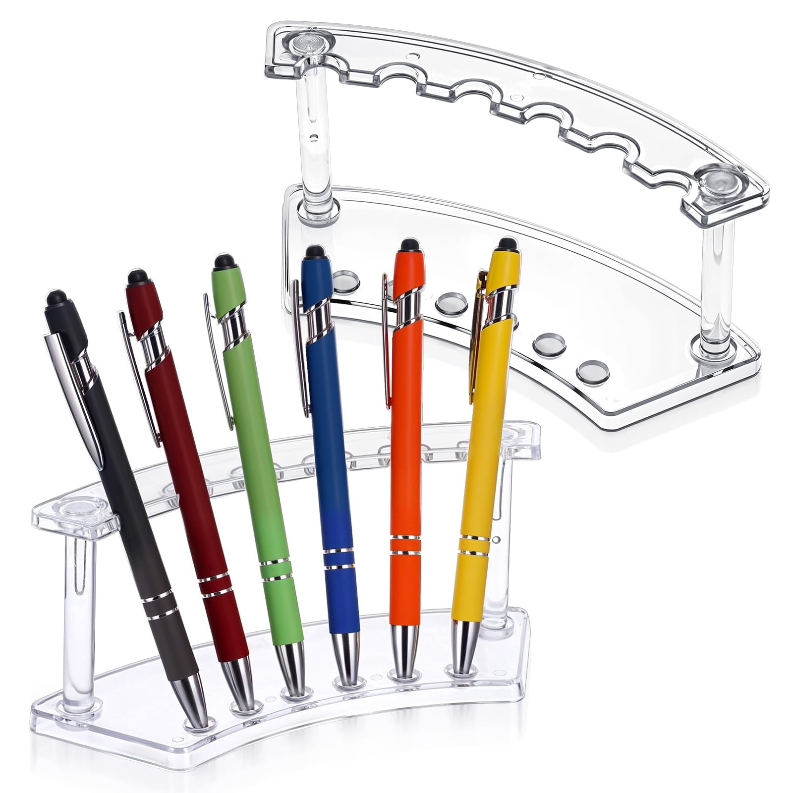 Kifmurase 2Pcs Clear Plastic Pen Holder Stand Display Rack, 6-Slot Pen Displa…