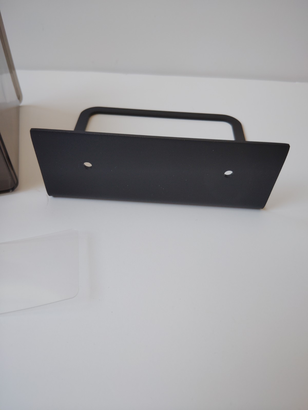 Wall Mount Pencil Pen Holder Cup Organizer Smoky Acrylic Black Metal Bracket