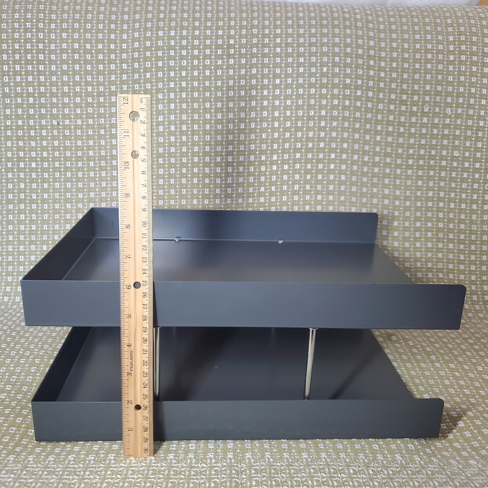 Vtg Knoll Smokador Double Letter Paper Tray Desk Organizer Steel Metal Gray