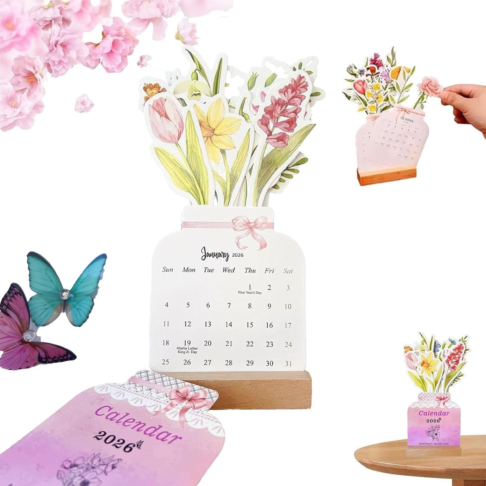 floral desk calendar 2026,floral calendar,Small Desk Calendar,Mini 1PC