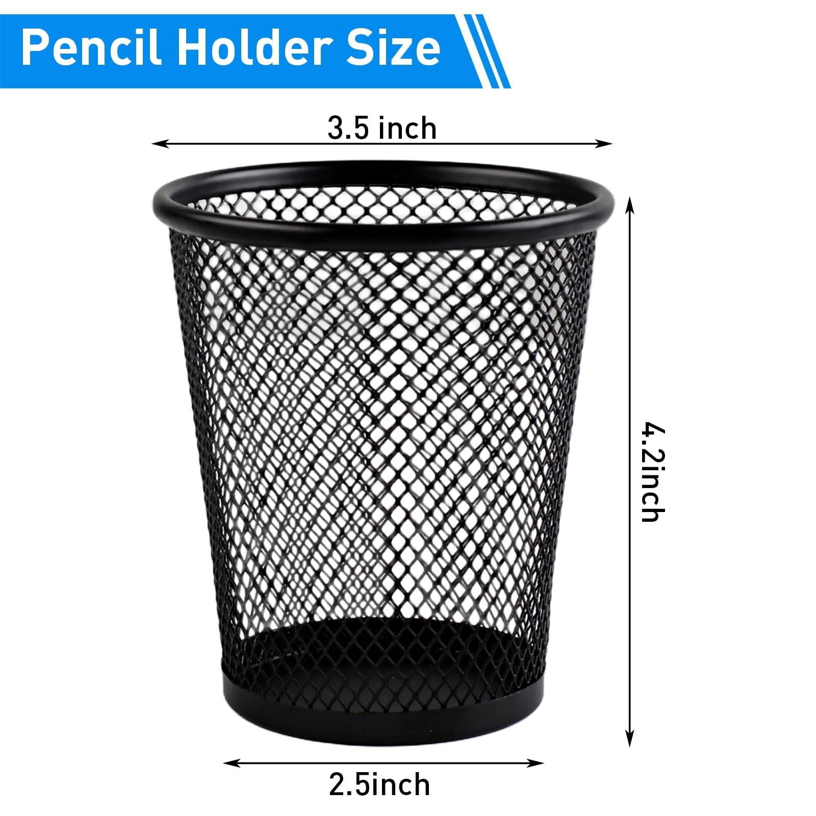 Pencil Holder 2 Pack, Black Mesh Desk Pen Holders, Premium Metal Pen Cup Hold…