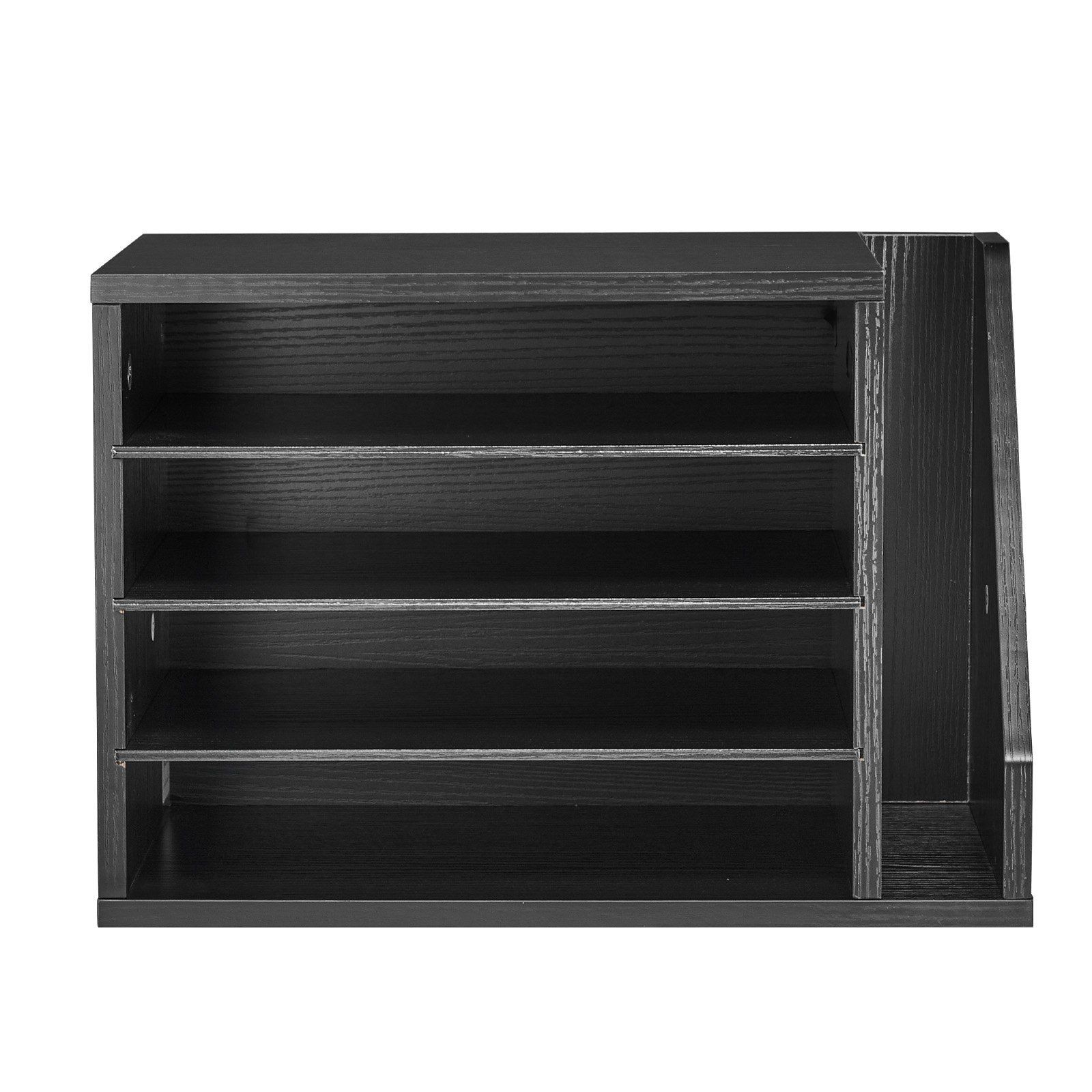 4-Compartment Wooden Mailbox: Desktop Document Organizer with Side File Holder