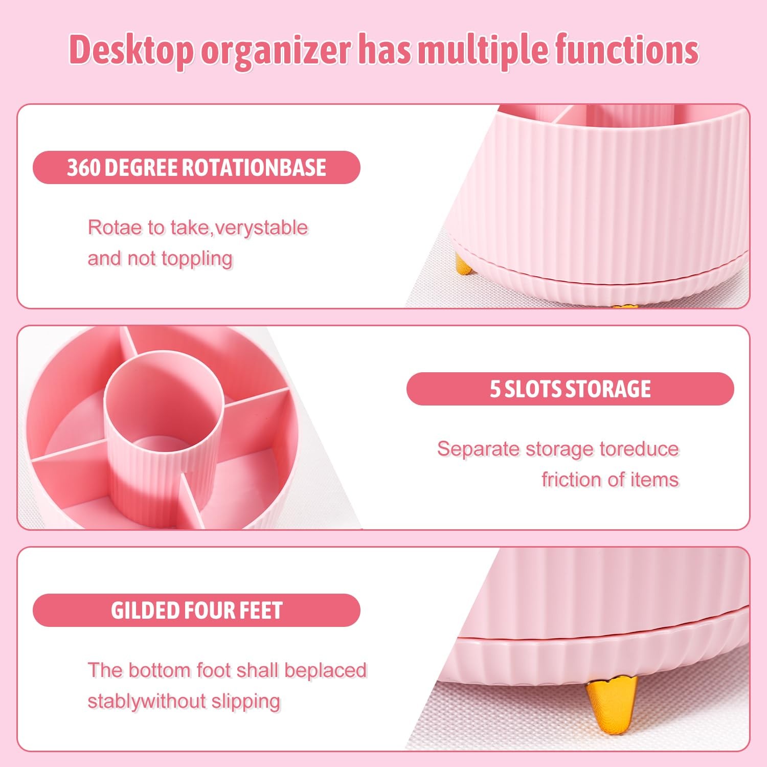 Pink Desk Organizers and with Desk Organizer 360° Rotating Pen Holder and Off…