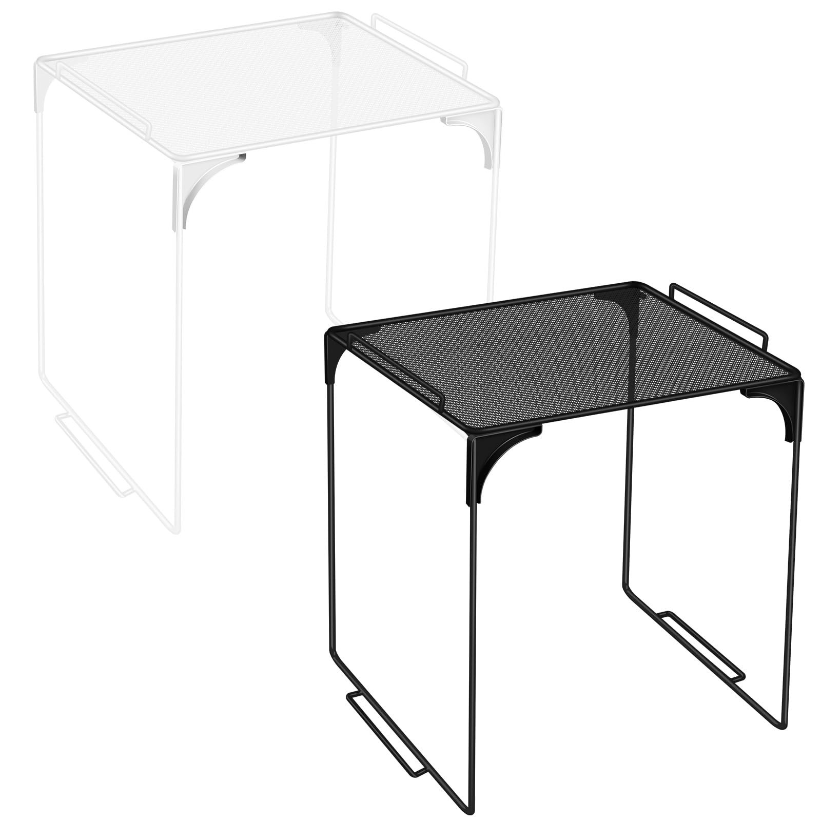 2 Pcs Locker Organizer Shelf Black and White Stackable Extra Locker Shelf Sto…