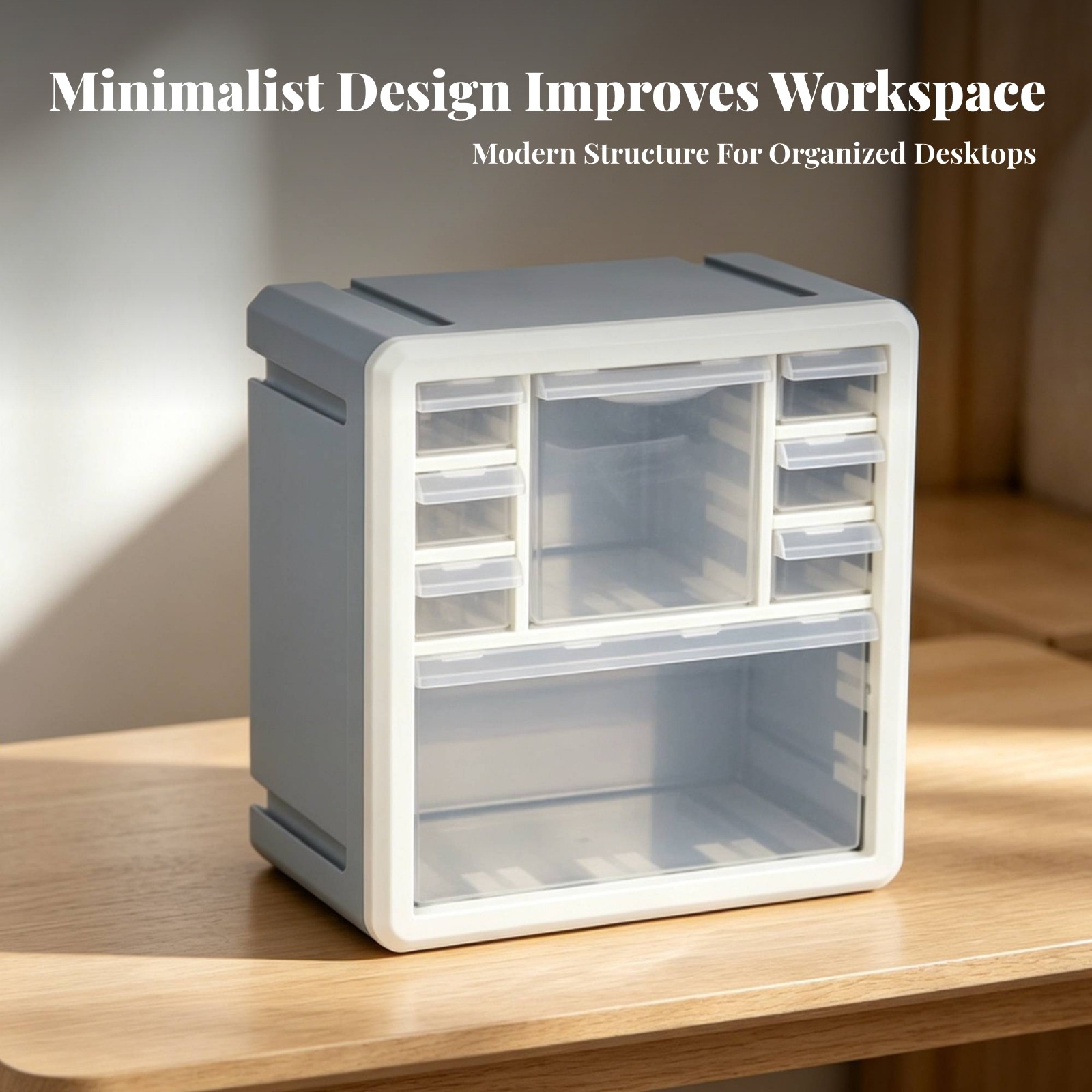 Desktop Storage Cabinet Transparent Drawers Craft Supply Organizer White Frame