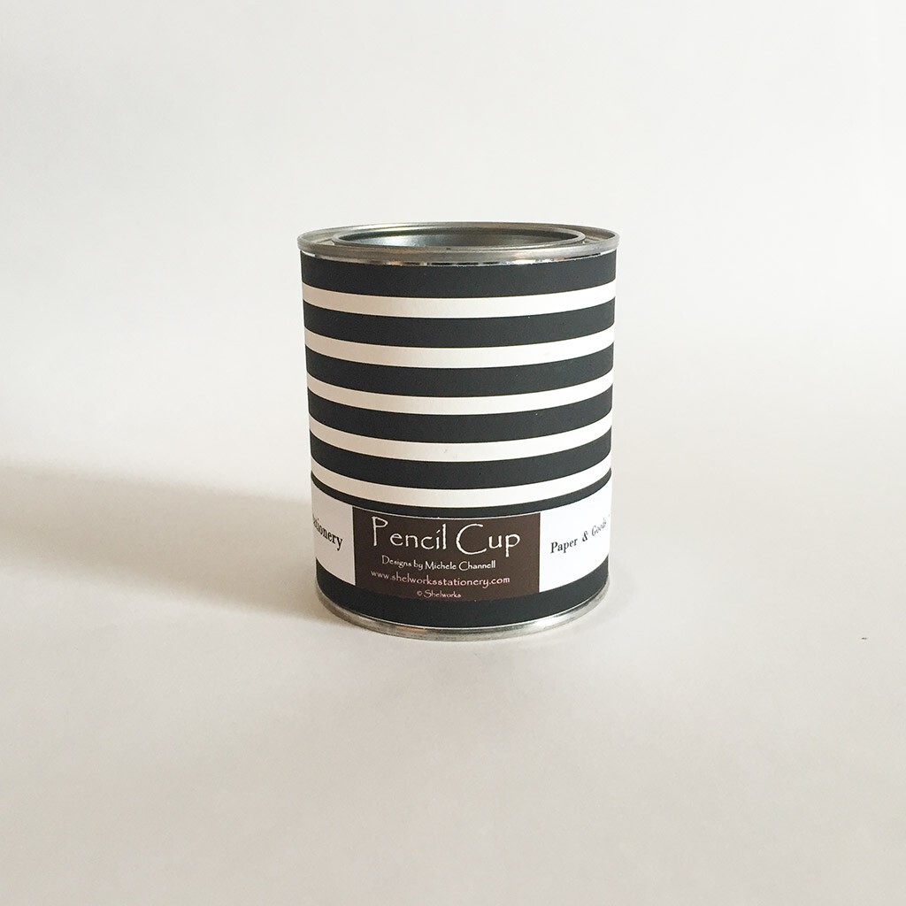 Pencil Cup Holder black and White stripe