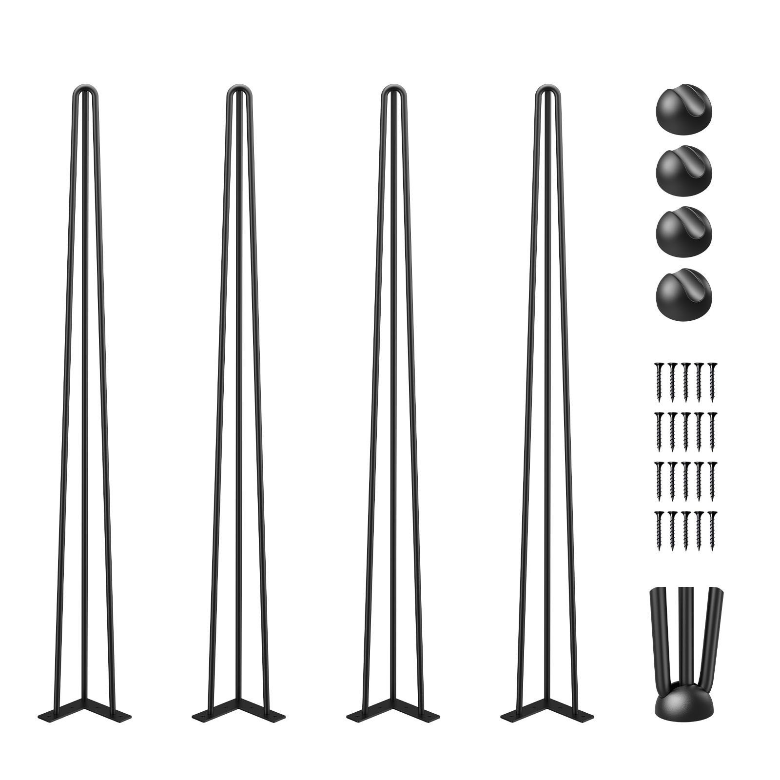 Hairpin Table Legs 40″ Black Set of 4 Desk Legs 880lbs Load Capacity (Each