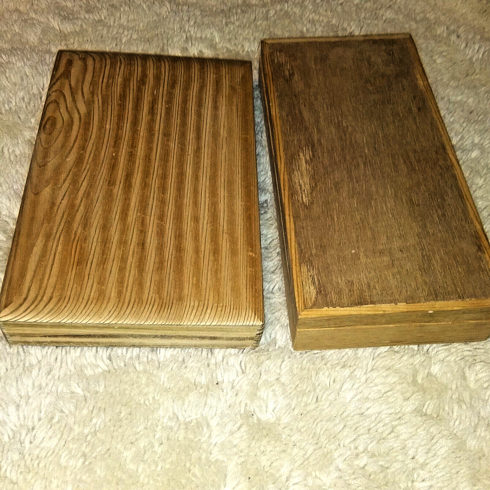 two natural wood hand made Rectangle Storage trinket Box