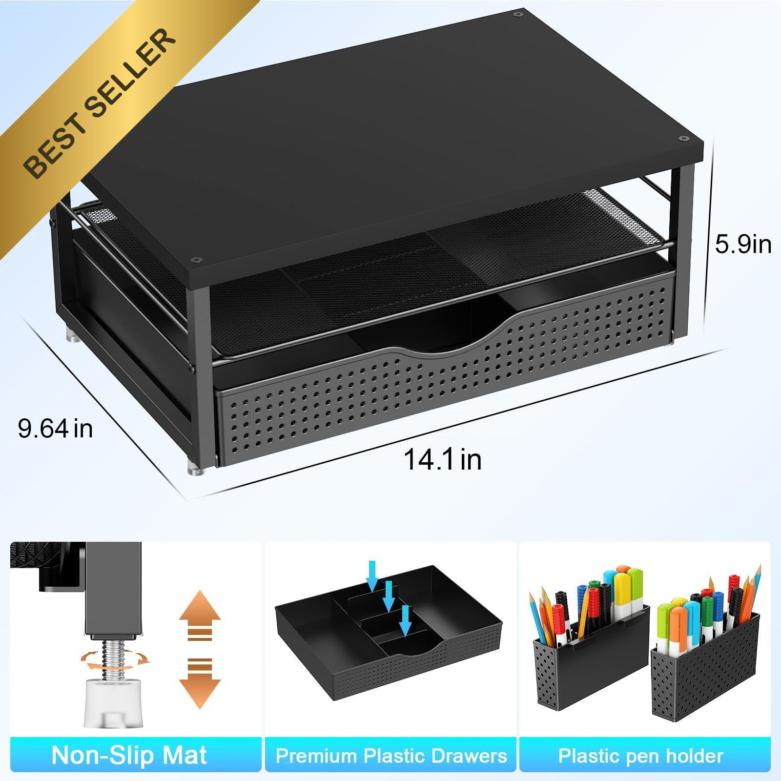gianotter Desk Organizers and Accessories, Monitor Stand with Black-Plain