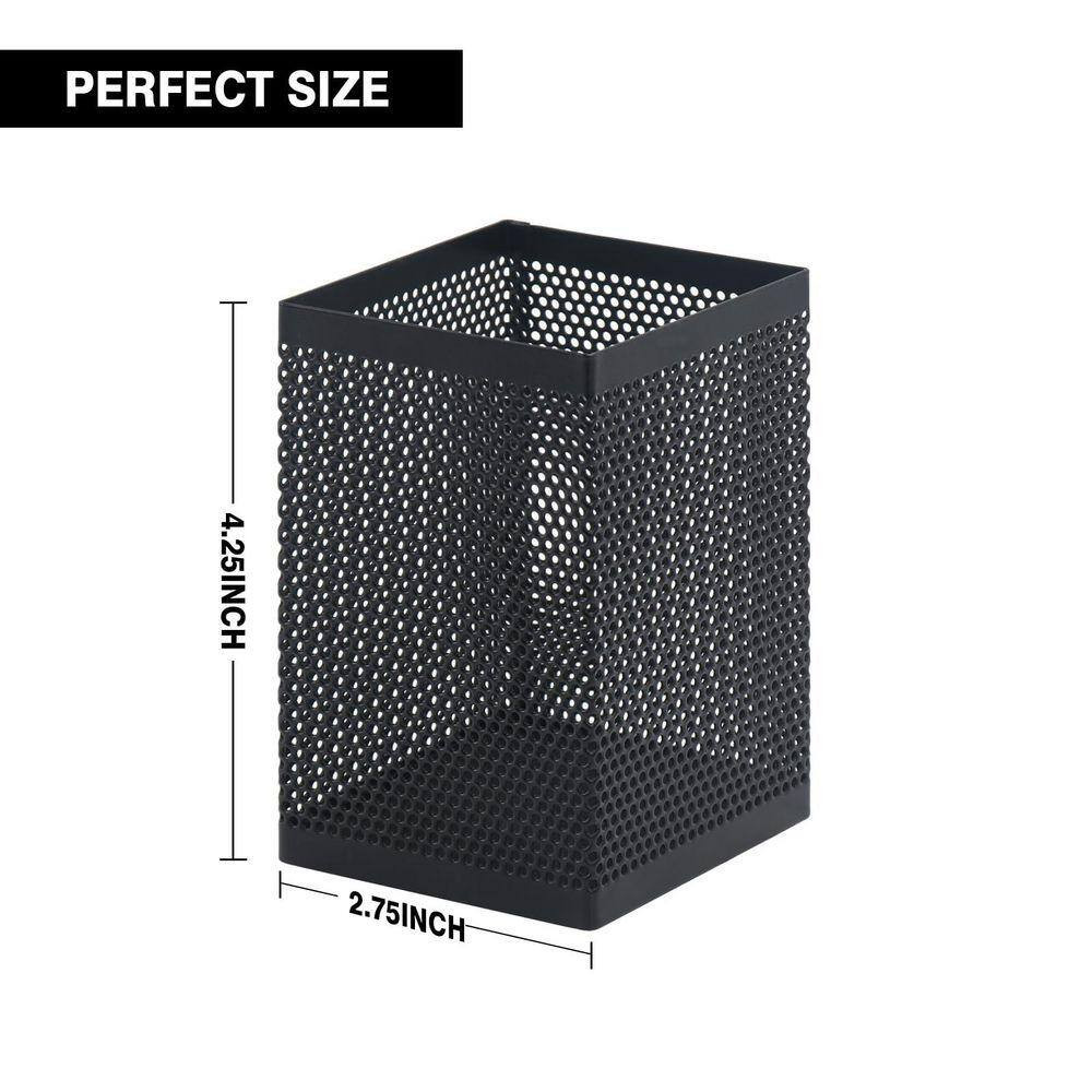 10 Pack Black Mesh Pen Holder Non-Slip Base Foam Pad Metal Wire Pencil Cup Moder