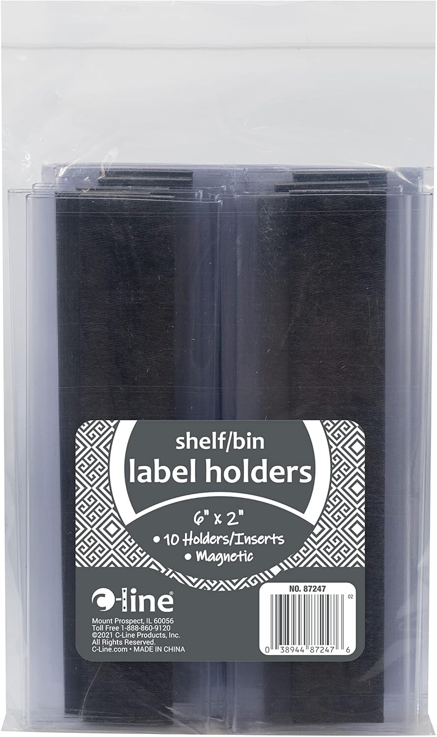 HOL-DEX 10 Magnetic Shelf/Bin Label Holders, 2×6 Inches for Quick Identification