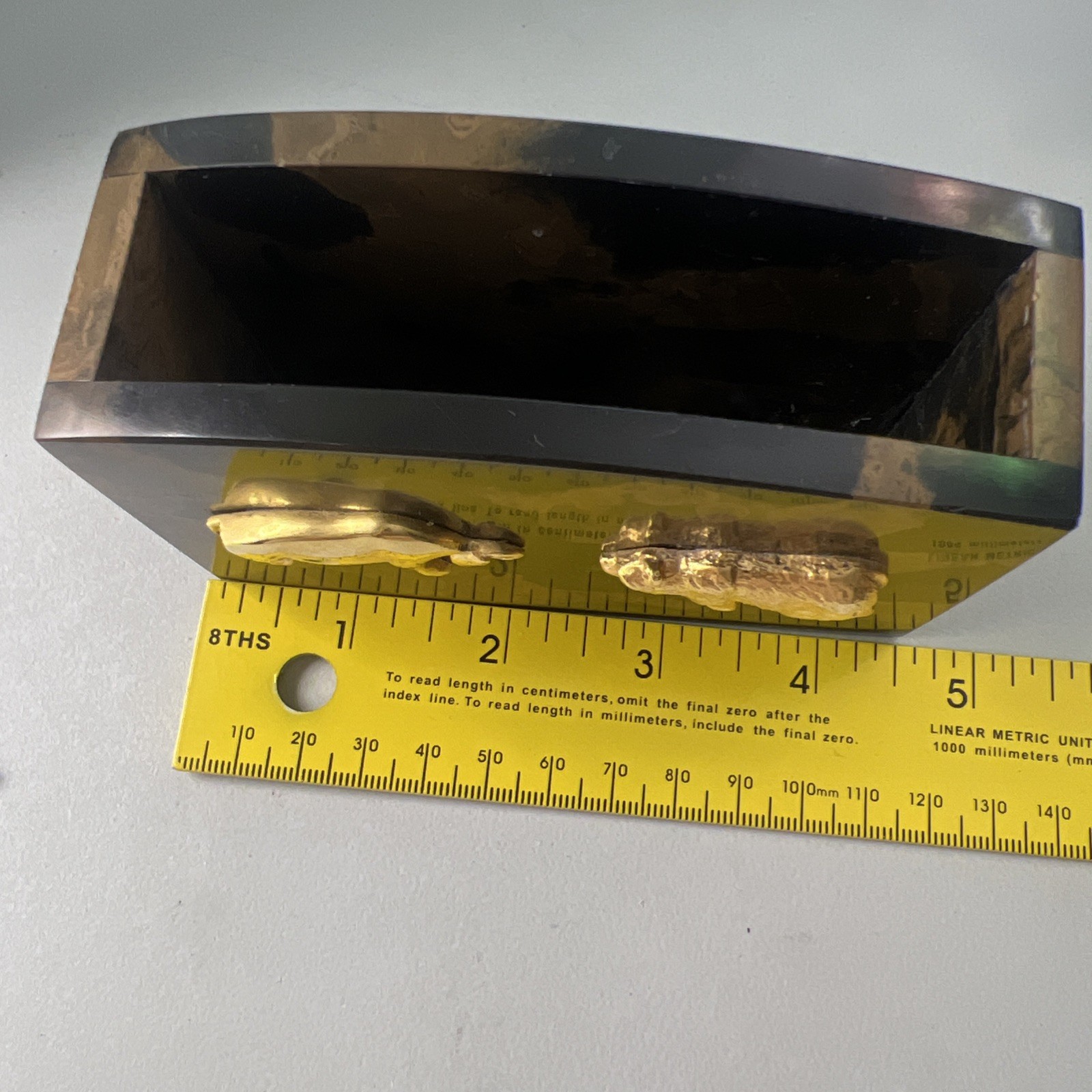 Bey-Berk Wall Street Golden Bull and Bear Tiger Eye Marble Pen Pencil Holder ￼