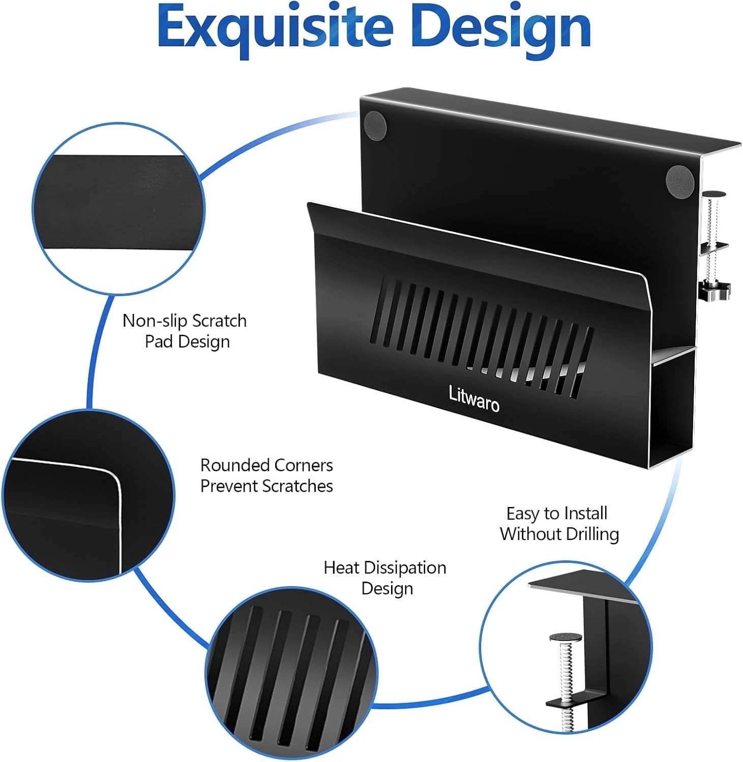 Multifunctional Desk Side Storage with Magnetic Pen Holder & Headphone Hook