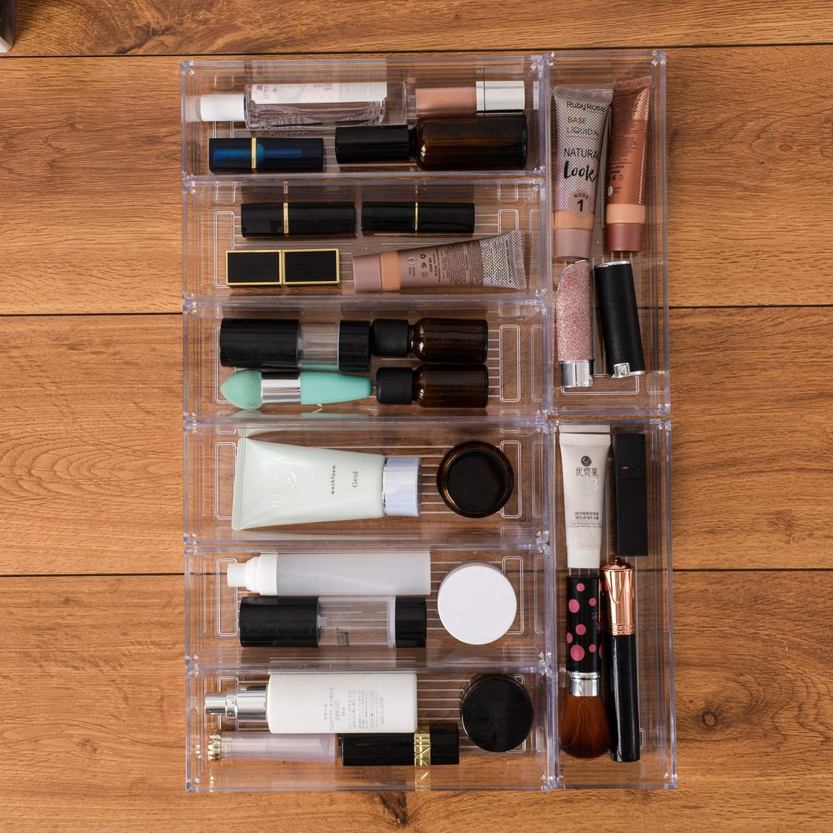 Backerysupply Clear Plastic Drawer Organizer Tray 9 in x 3 x 2 in,