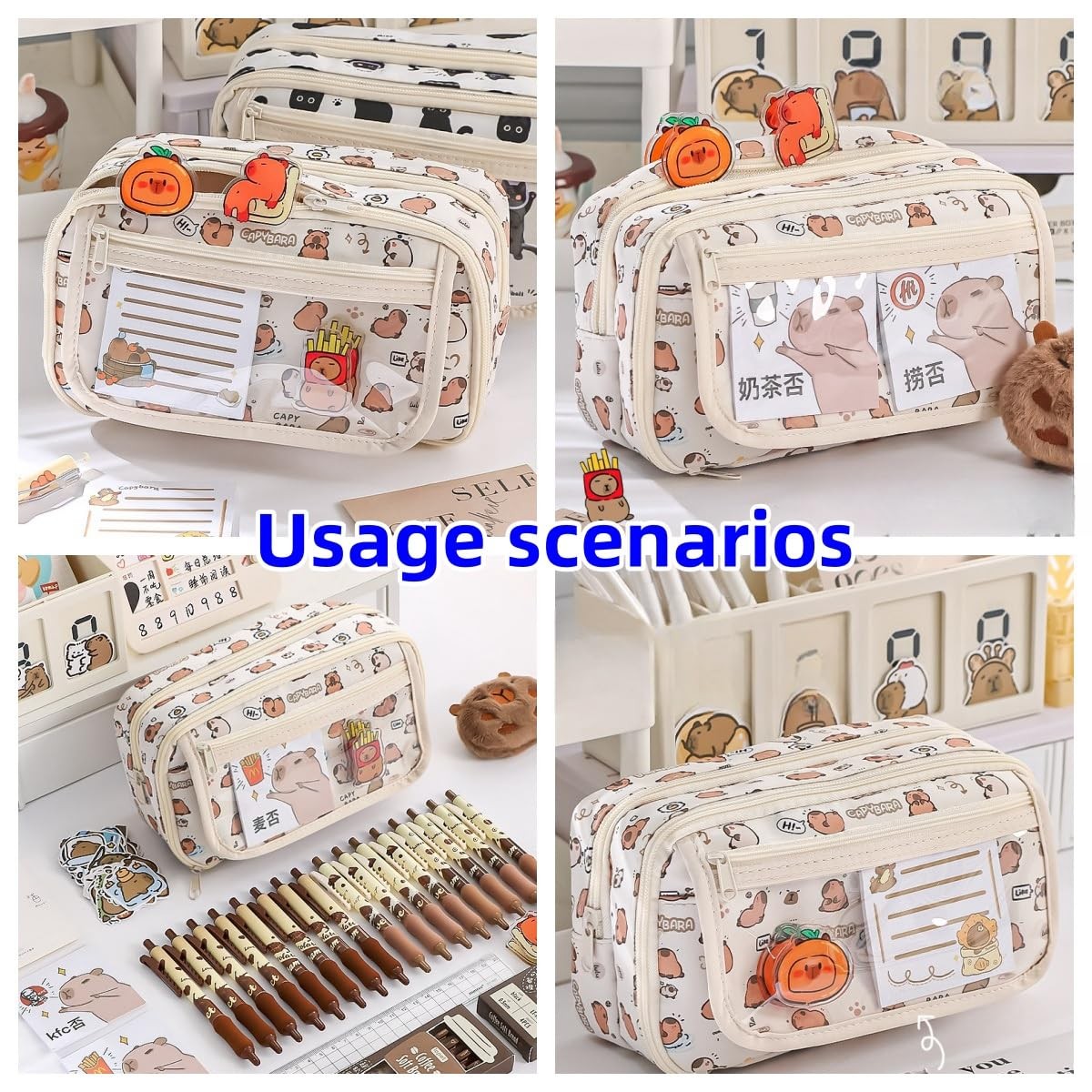 Cute Kawaii Pencil Case Pouch Cartoon Pen Box Holder Organizer for Office Wor…