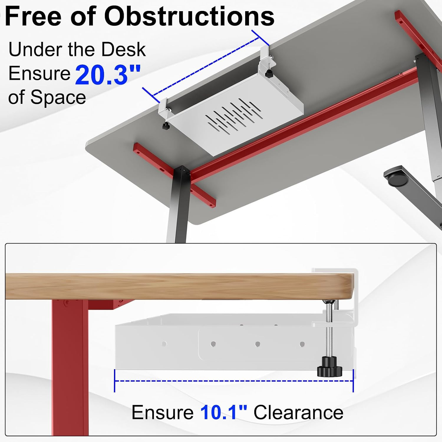 No Drill under Desk Storage Shelf, Metal under Desk Drawer Organizer with Clamp,