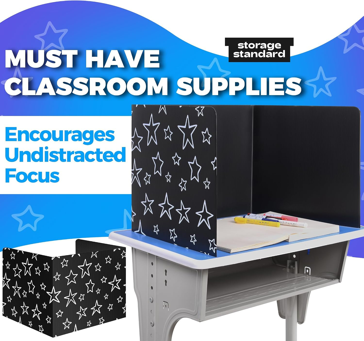 22-Pack Desk Dividers for Students – Star, Durable & Waterproof Plastic Study Ca