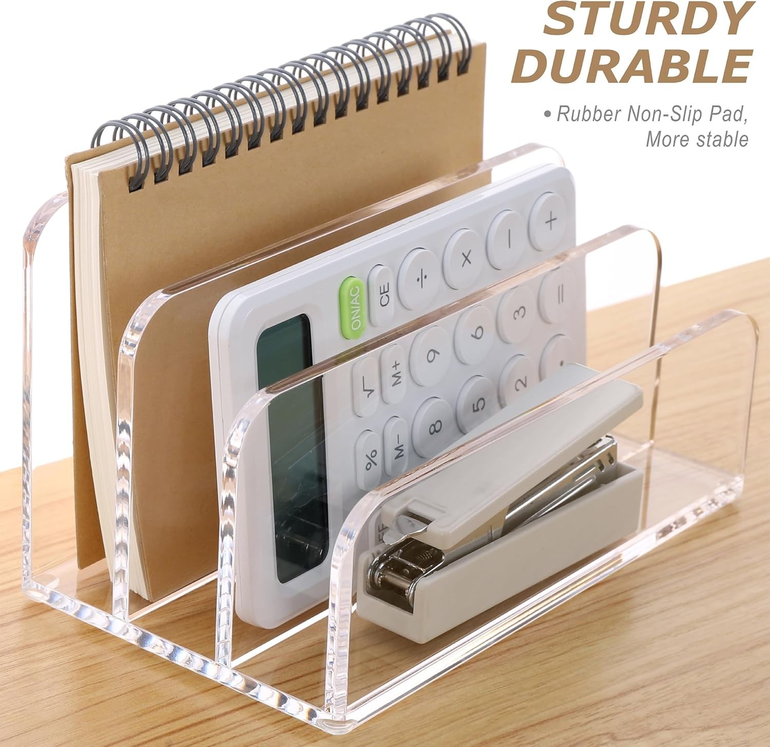 Elegant Acrylic Mail Sorter with 3 Laddered Compartments for Organized Desktops