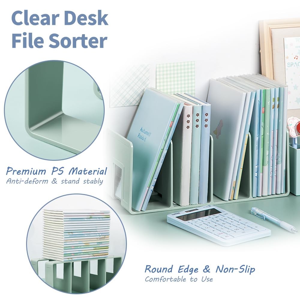 4 PCS Acrylic Desk File Sorter Desktop Organizer 4 Section Clutch Divider
