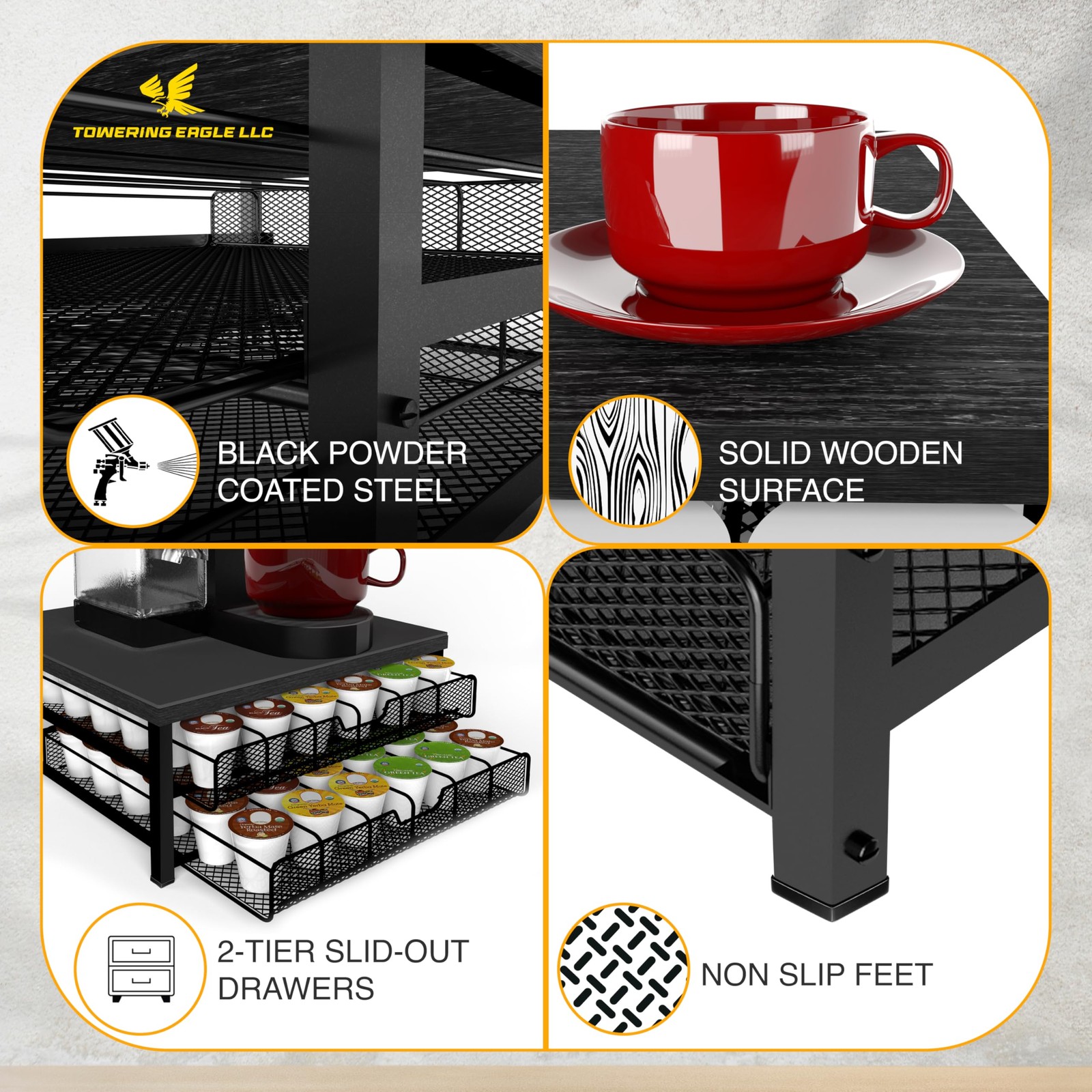 Coffee Bar Organizer for Countertop, K Cup Holder, K Drawer CBO-001