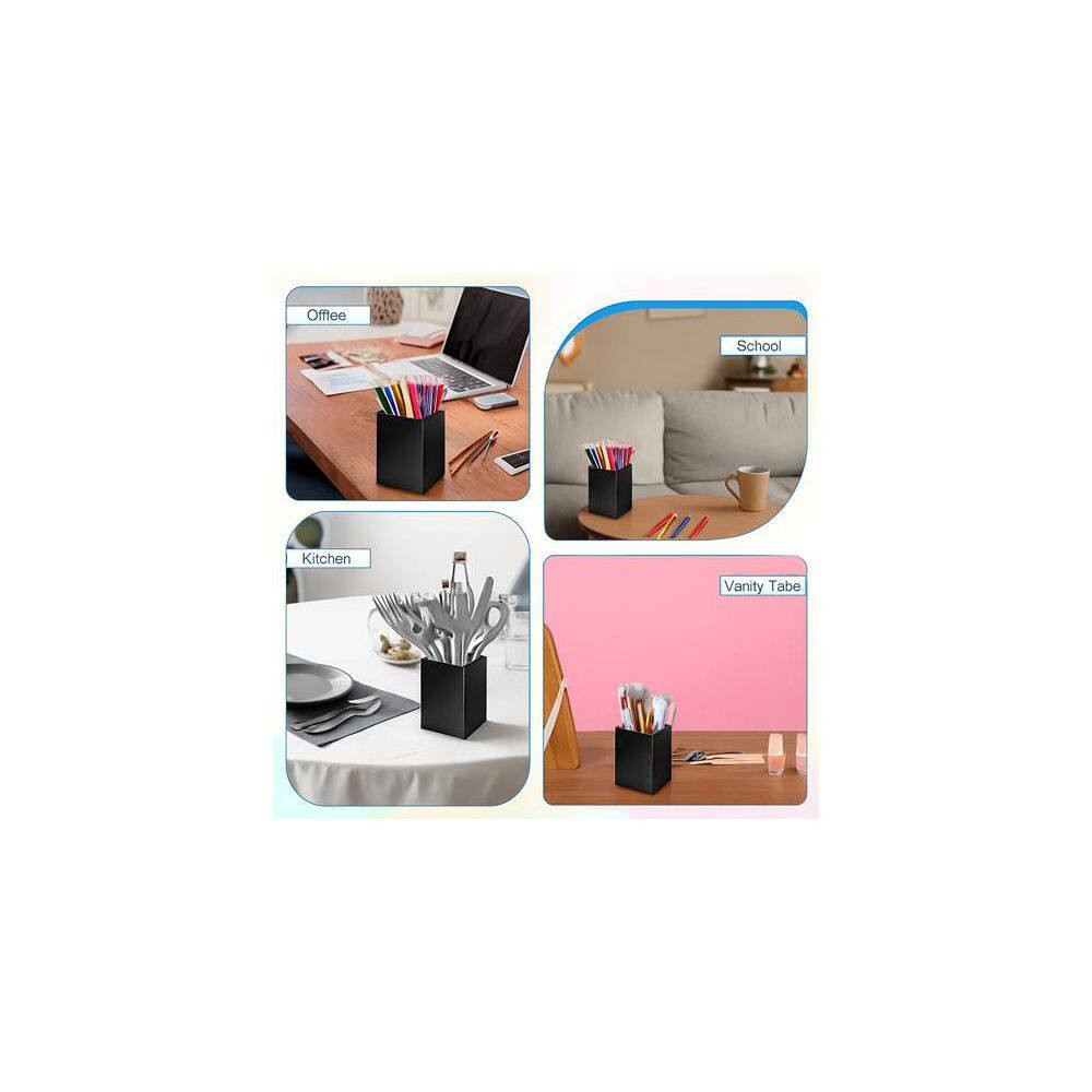 10 Pack Black Acrylic Desk Organizer Set, Pen and Pencil Holder, Makeup Brush Cu