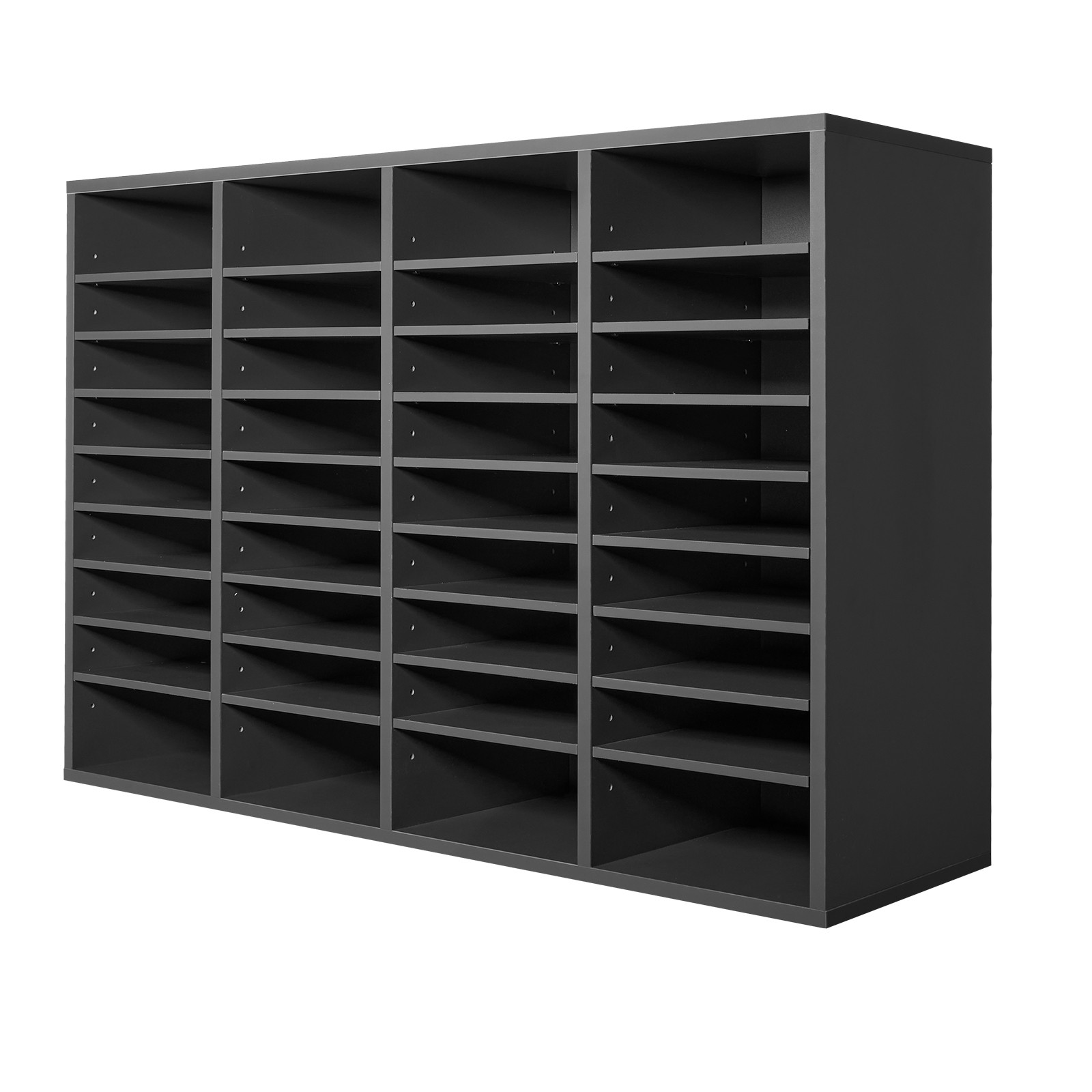 Wooden Literature Organizer 36 Compartments with Adjustable Shelves Grey