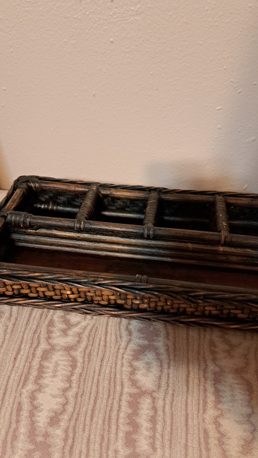 Vintage 4 Pc Woven Bamboo Rattan Wicker Desk Organizer Set Pencil Letter Boho